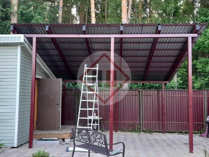 навес с примыканием к дачному дому