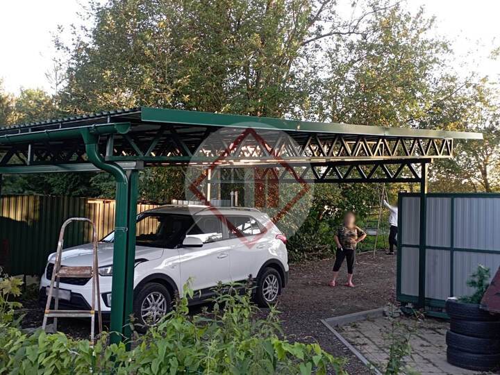 навес металлический односкатный для авто