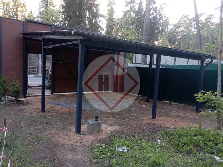 односкатный навес с водостоком