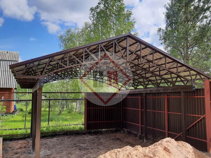усиленный двускатный навес для коттеджа