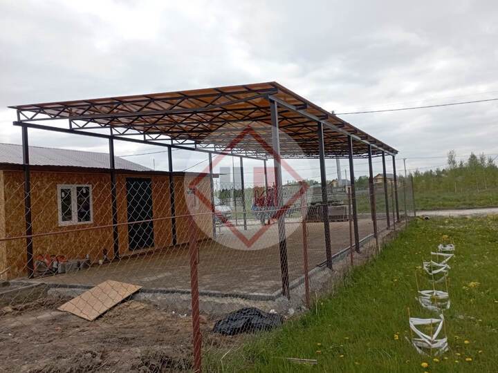 большой односкатный навес для дачи