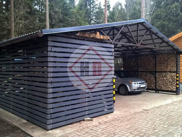 навес с хозблоком и дровницей