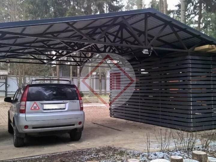 навес с хозблоком и дровницей
