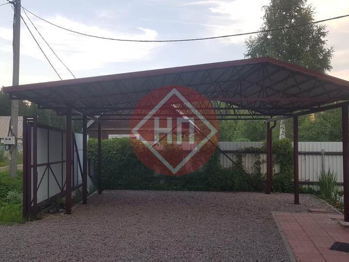 навес из металлочерепицы для деревянного дома